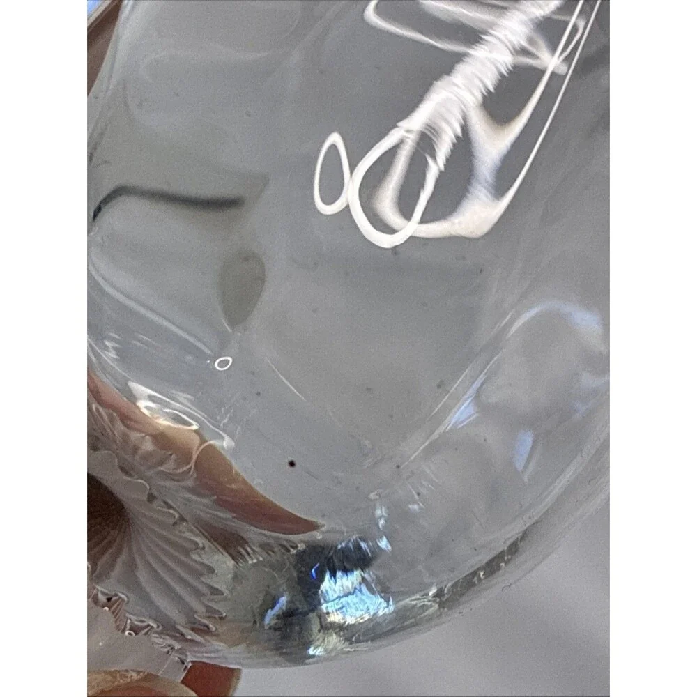 Crystal Clear Studios Valerie 4 Wine Glasses & Stopper Optic Swirl Frosted 1990s